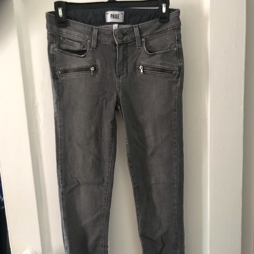 Paige gray zip jeans